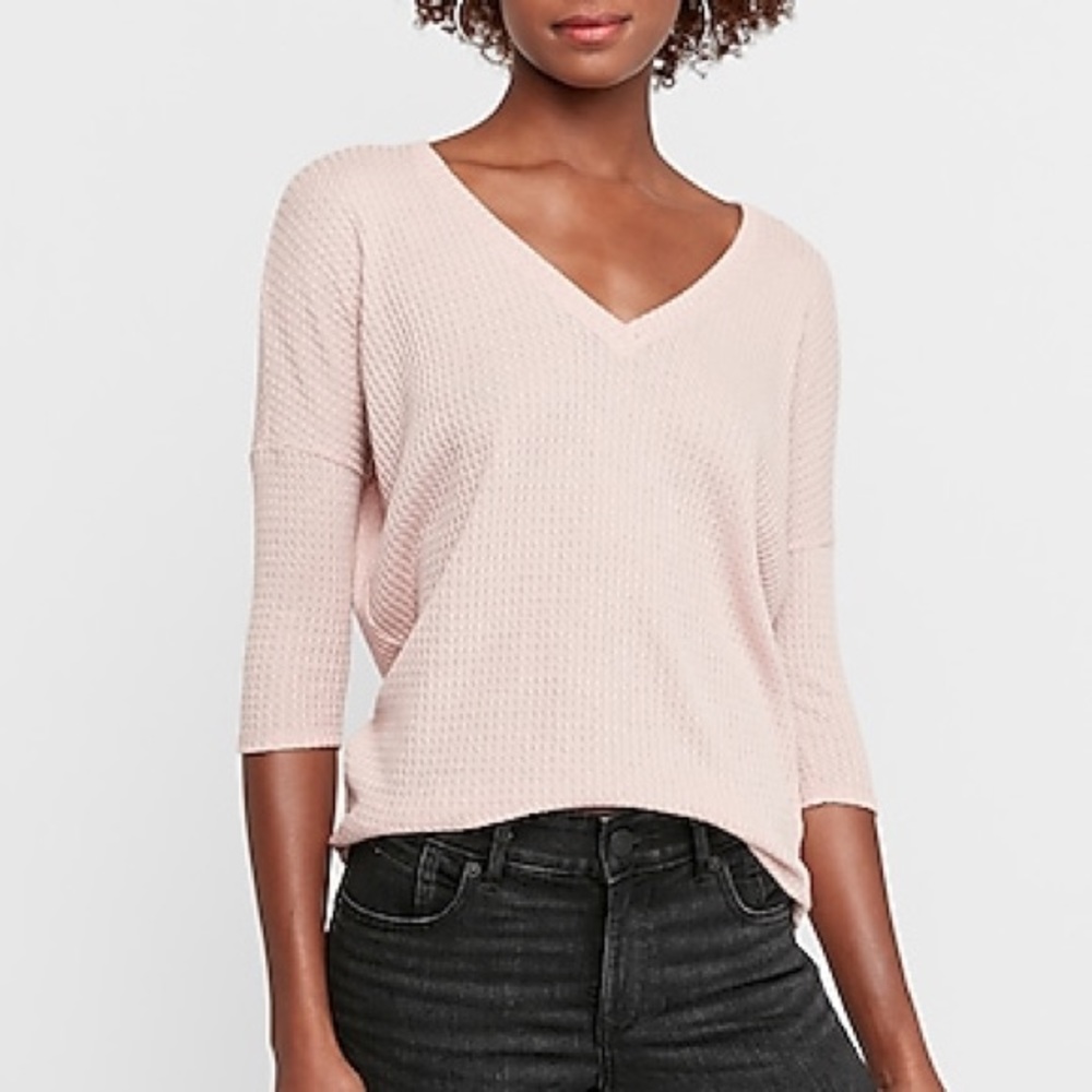 Express Soft Waffle Knit V-neck London Tee